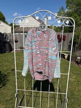 Free People Multicolor Pastel Striped Open Cardigan